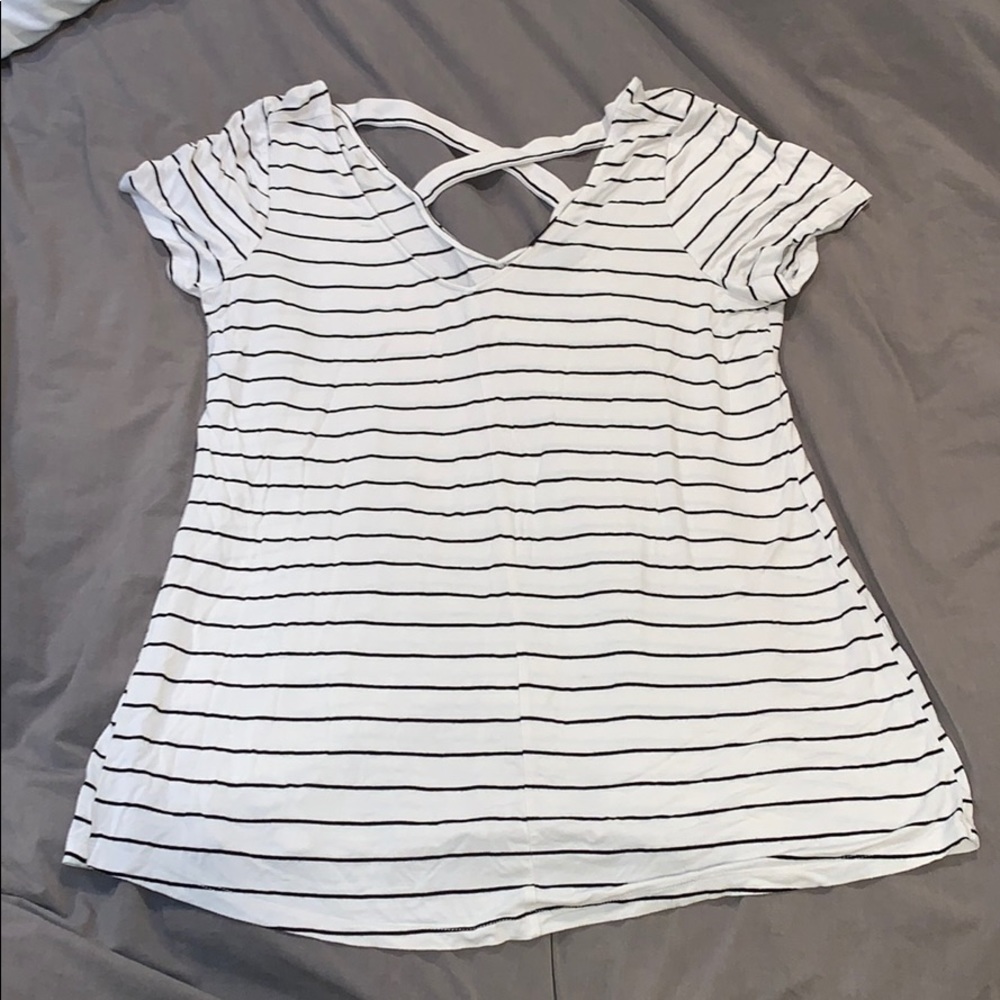 Torrid White Top with Black Stripes